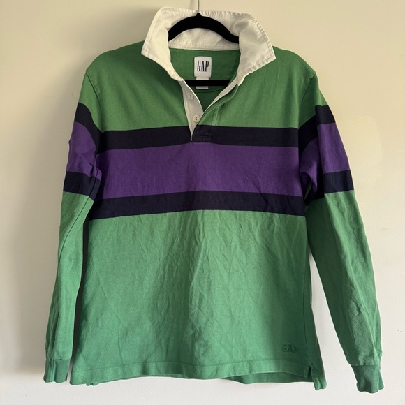 GAP Tops - GAP Rugby Polo with Green and Purple Stripes